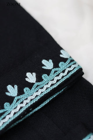 Pure Wool Hand Embroidered Kashmiri Pheran/Feran: Aari (Stitched) Black