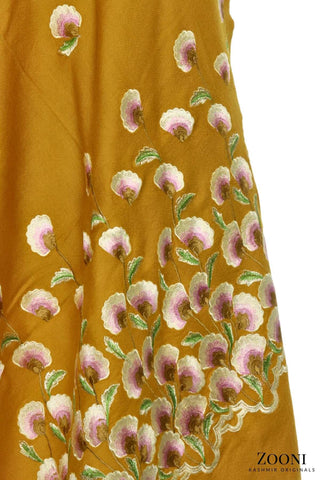 Embroidered Woolen Wrap - Floral - Zooni | Kashmir Originals