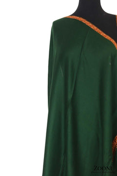 Hand Embroidered Kashmiri Hashia Shawl - Emerald Green - Zooni | Kashmir Originals
