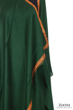 Hand Embroidered Kashmiri Hashia Shawl - Emerald Green - Zooni | Kashmir Originals