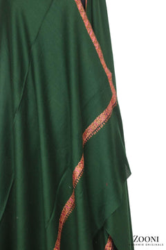 Hand Embroidered Kashmiri Hashia Shawl - Green - Zooni | Kashmir Originals