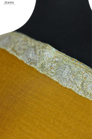 Hand Embroidered Kashmiri Neem Doar Shawl - Mustard - Zooni | Kashmir Originals