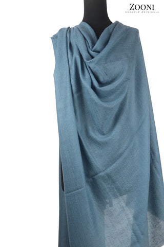 Pure Himalayan Pashmina Plain Shawl (Extra Soft) - Kashmir Blue - Zooni | Kashmir Originals