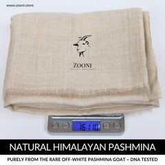 Pure Himalayan Pashmina Plain Shawl (Extra Soft) - Natural Rare Off-White Goat (Undyed) - Zooni | Kashmir Originals