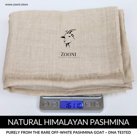 Pure Himalayan Pashmina Plain Shawl (Extra Soft) - Natural Rare Off-White Goat (Undyed) - Zooni | Kashmir Originals