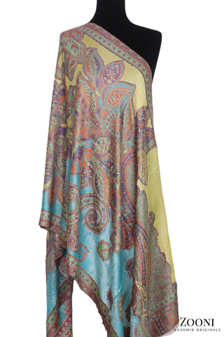 Woven Wool Cutting Stole - Sky - Zooni | Kashmir Originals