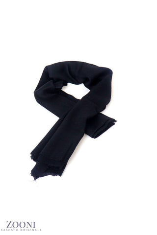 100 Grams Superfine Cashmere Plain Stole - Black - Zooni | Kashmir Originals