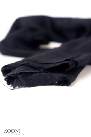 100 Grams Superfine Cashmere Plain Stole - Black - Zooni | Kashmir Originals