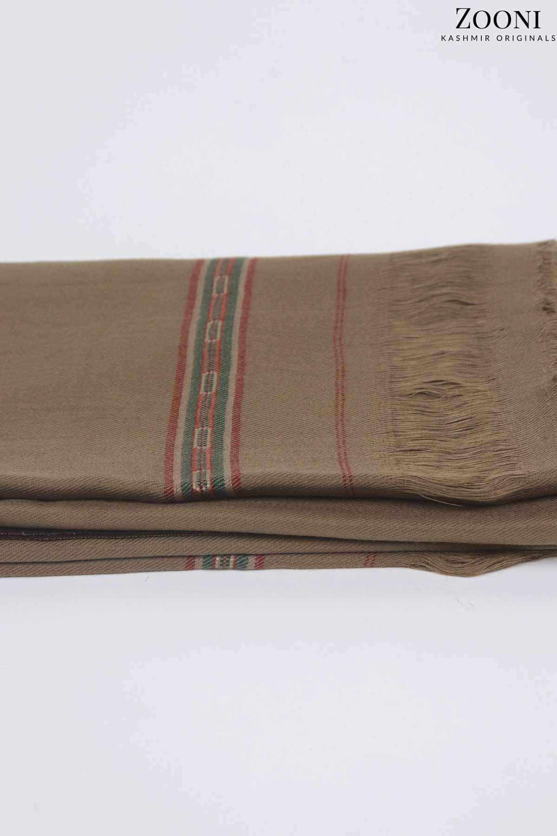 Royal Luxury Woollen Men's Dussa Shawl (Single Layer) - Leather Brown - Zooni | Kashmir Originals