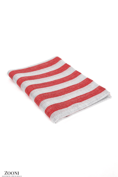 Cashmere Striped Lurex Stole - Mexican Red and Silver - Zooni | Kashmir Originals