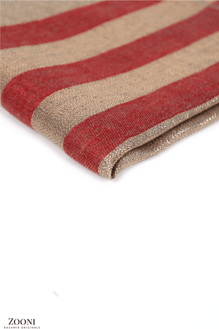 Cashmere Striped Lurex Stole - Paprika and Gold - Zooni | Kashmir Originals