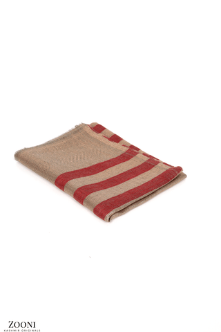 Cashmere Striped Lurex Stole - Paprika and Gold - Zooni | Kashmir Originals