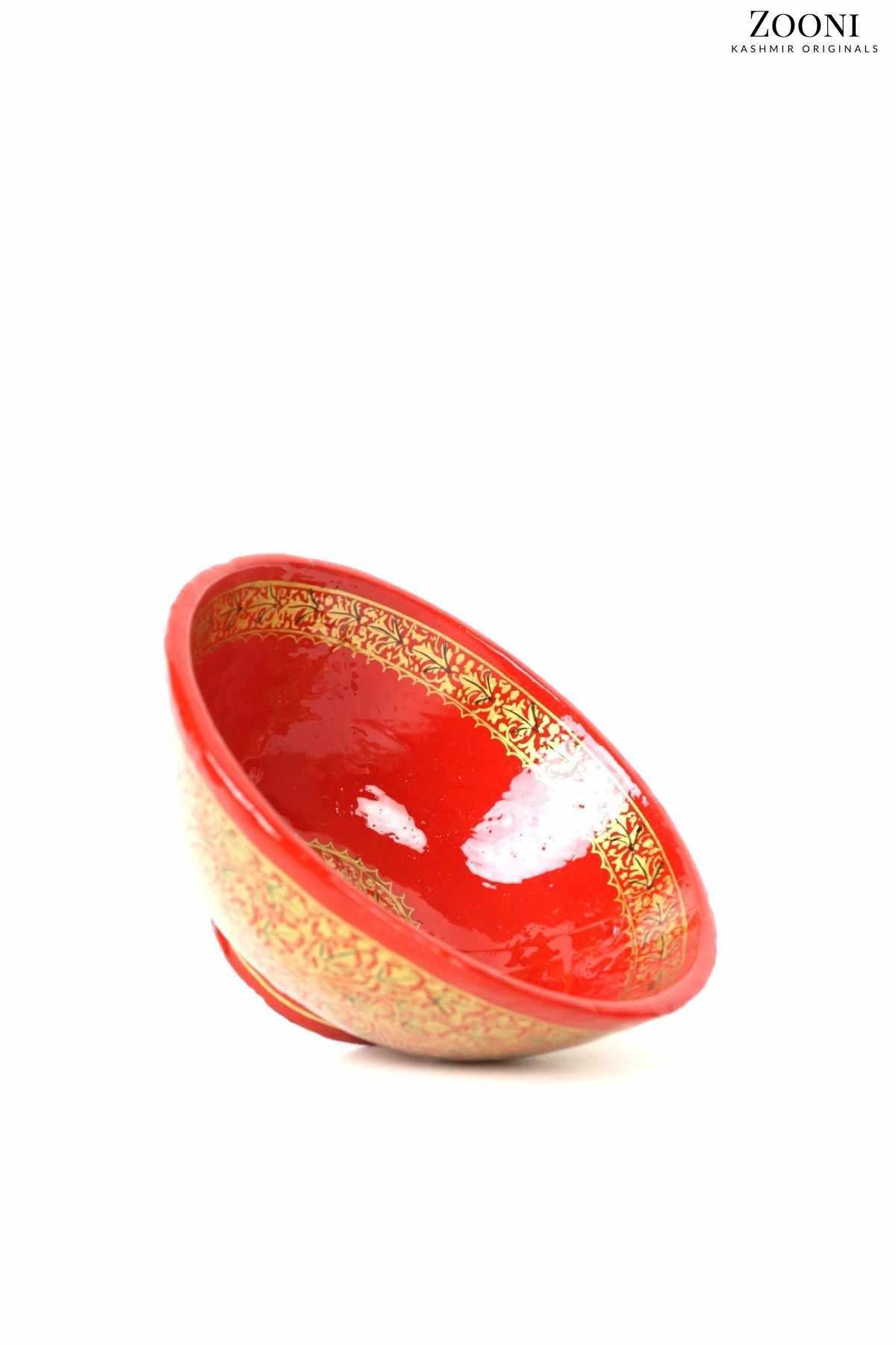 Handmade Papier Mache Bowl - Red - Zooni | Kashmir Originals