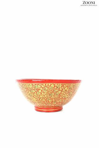 Handmade Papier Mache Bowl - Red - Zooni | Kashmir Originals