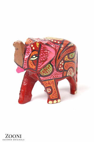 Handmade Papier Mache Elephant (Large) - Red - Zooni | Kashmir Originals