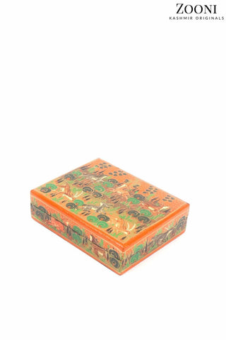 Handmade Papier Mache Flat Box - Baby Deer Forest - Zooni | Kashmir Originals