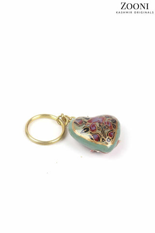 Handmade Papier Mache Keychain - Pastel Heart - Zooni | Kashmir Originals