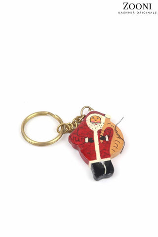 Handmade Papier Mache Keychain - Red Santa - Zooni | Kashmir Originals