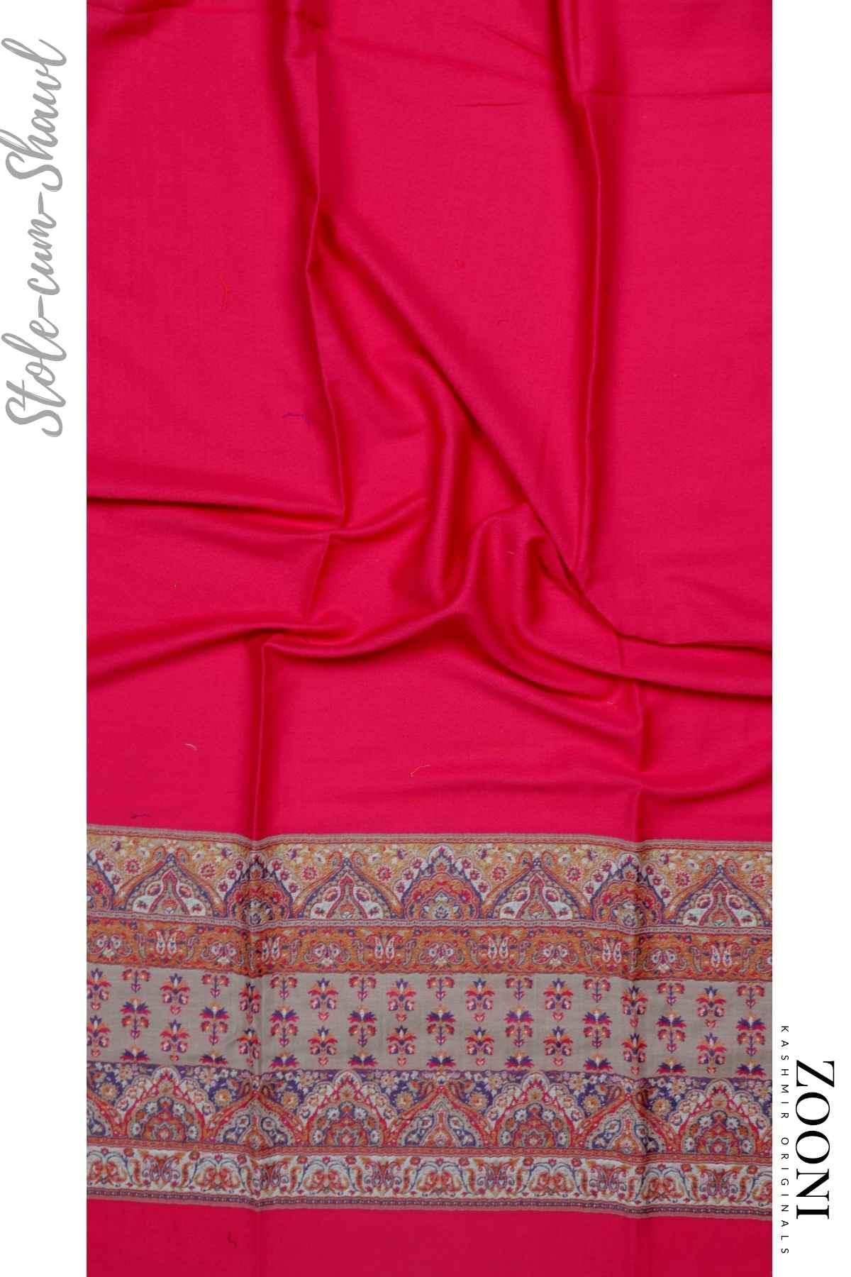 Limited Edition 3 Piece Woollen Blend Kaani Weave Unstitched Winter Suit - Pink - Zooni | Kashmir Originals