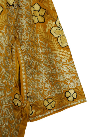 Pure Wool Embroidered Kashmiri Pheran/Feran: Aari (Stitched) - Marigold - Zooni | Kashmir Originals