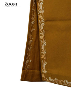 Pure Wool Hand Embroidered Kashmiri Pheran/Feran: Aari (Stitched) - Mustard - Zooni | Kashmir Originals