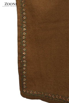 Pure Wool Hand Embroidered Kashmiri Pheran/Feran: Sozni (Stitched) - Irish Coffee - Zooni | Kashmir Originals