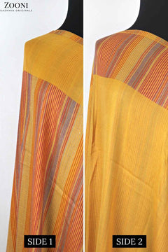 Reversible Superfine Cashmere Striped Shawl - Mustard and Carrot Orange - Zooni | Kashmir Originals