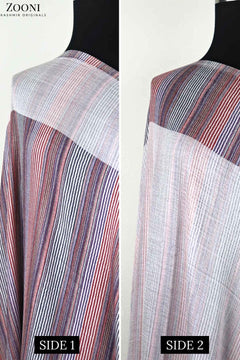 Reversible Superfine Cashmere Striped Shawl - White and Purple Affair - Zooni | Kashmir Originals