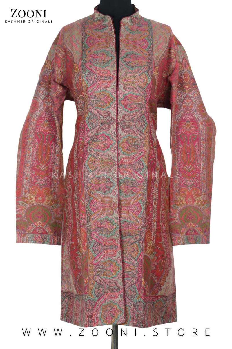 Royal - Limited Edition Stitched Kaani Woven Women's Luxury Coat - Blush - Zooni | Kashmir Originals