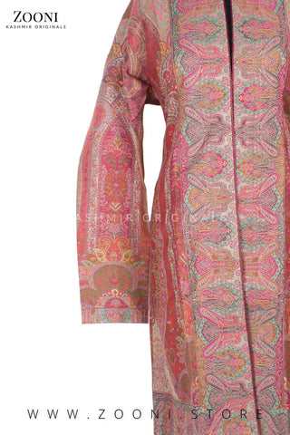 Royal - Limited Edition Stitched Kaani Woven Women's Luxury Coat - Blush - Zooni | Kashmir Originals