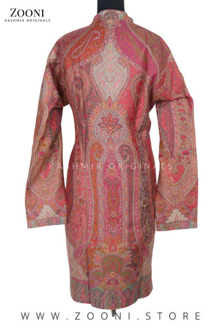 Royal - Limited Edition Stitched Kaani Woven Women's Luxury Coat - Blush - Zooni | Kashmir Originals