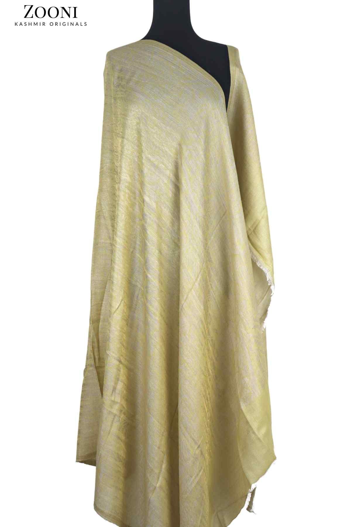 Superfine Cashmere Plain Moonlight Shimmer Shawl - Creme - Zooni | Kashmir Originals