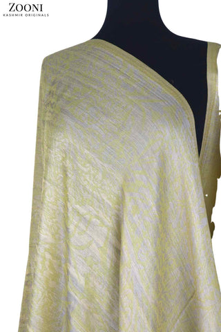 Superfine Cashmere Plain Moonlight Shimmer Shawl - Creme - Zooni | Kashmir Originals